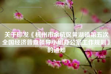 关于印发《杭州市余杭区黄湖镇第五次全国经济普查领导小组办公室工作规则》的通知