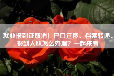 就业报到证取消！户口迁移、档案转递、报到入职怎么办理？一起来看