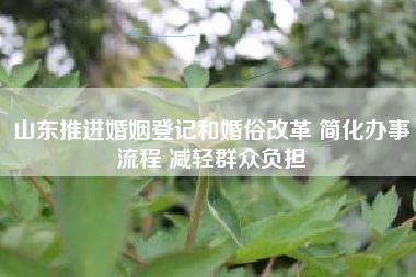 山东推进婚姻登记和婚俗改革 简化办事流程 减轻群众负担