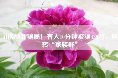 AI换脸新骗局！有人10分钟被骗430万，速转“家族群”