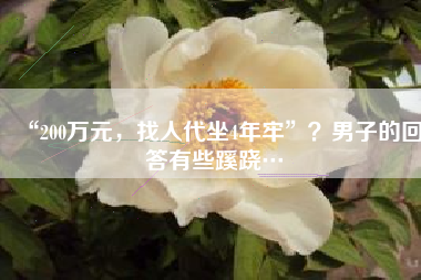 “200万元，找人代坐4年牢”？男子的回答有些蹊跷…