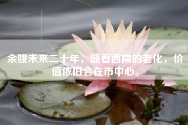 余姚未来二十年，随着西南的老化，价值依旧会在市中心。