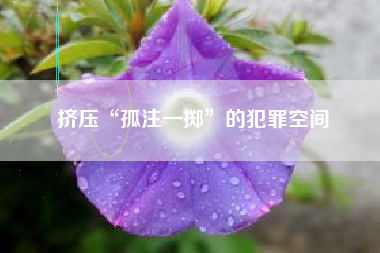 挤压“孤注一掷”的犯罪空间