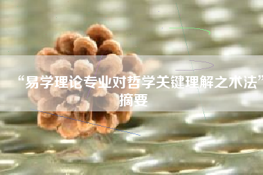 “易学理论专业对哲学关键理解之术法”摘要