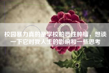 校园暴力真的是学校的恶性肿瘤，想谈一下它对我人生的影响和一些思考
